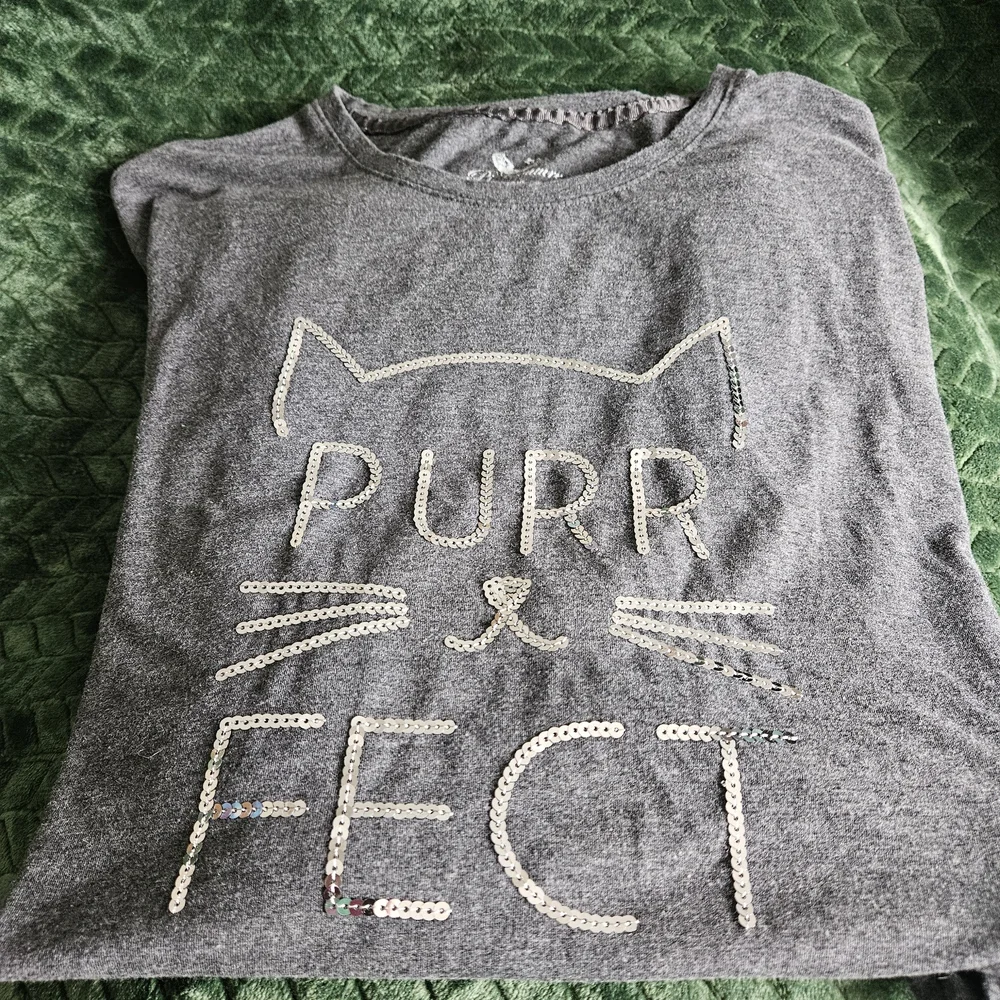 Pj Couture Gray Sequin 'Purrfect' Cat Tee